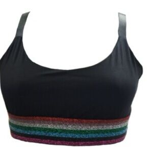 Terez Metallic Rainbow Band Sports Bra Sz S